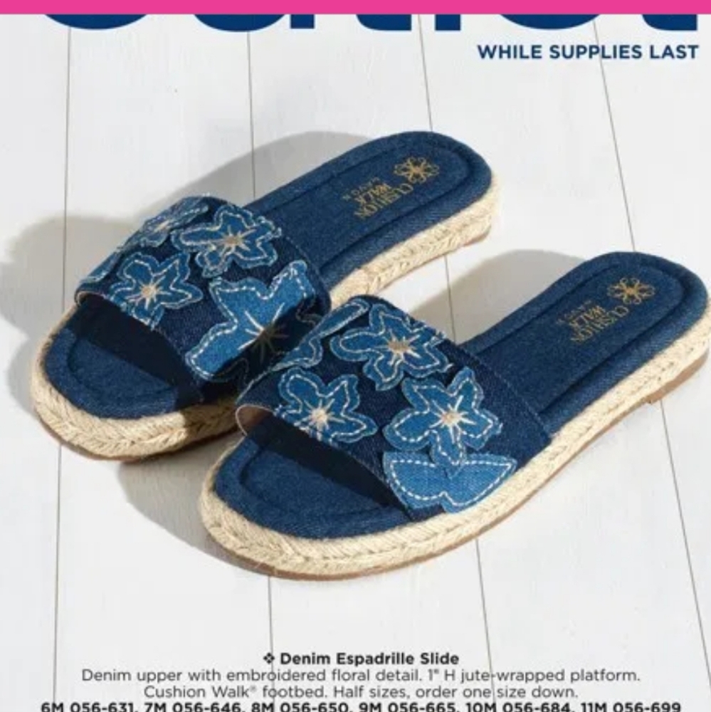 3๐จ/$15 ๐๏ธ Cushion Walk Denim Espadrille Slide - Picture 3 of 4
